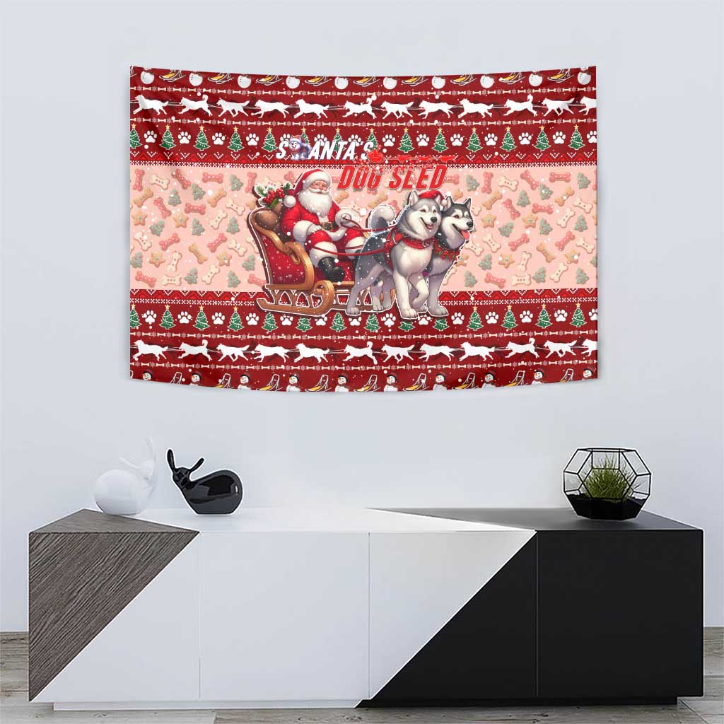 Dog Sled Christmas Tapestry Husky Sleigh Ride Design - Wonder Print Shop