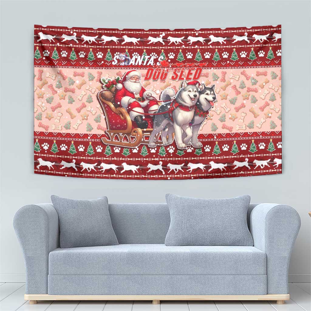 Dog Sled Christmas Tapestry Husky Sleigh Ride Design - Wonder Print Shop
