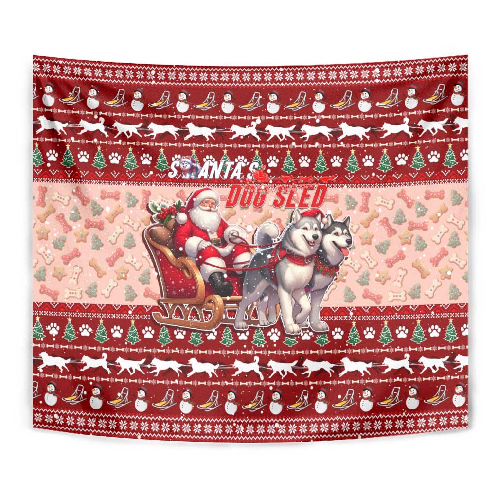 Dog Sled Christmas Tapestry Husky Sleigh Ride Design - Wonder Print Shop