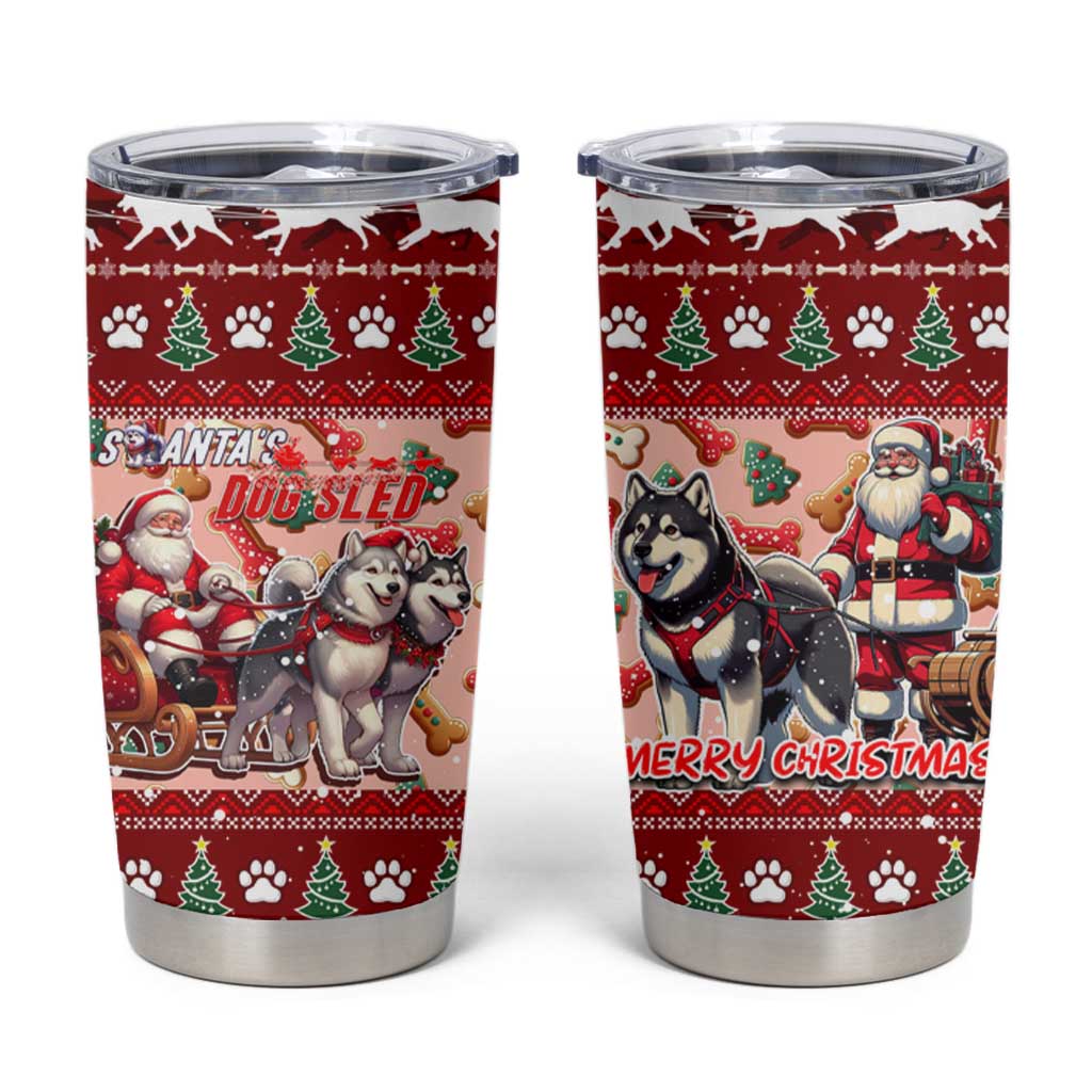 Dog Sled Christmas Tumbler Cup Husky Sleigh Ride Design - Wonder Print Shop