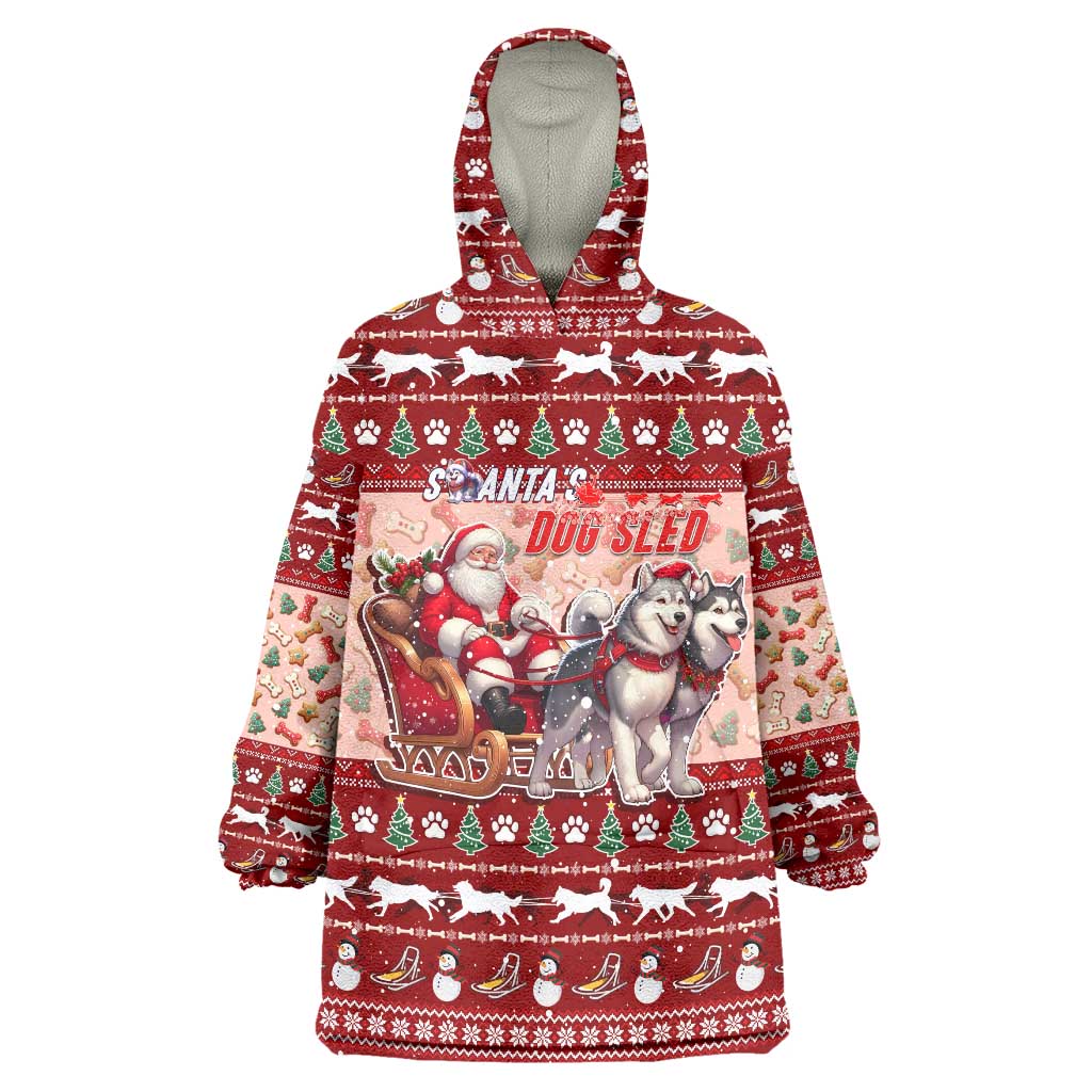 Dog Sled Christmas Wearable Blanket Hoodie Husky Sleigh Ride Design - Wonder Print Shop