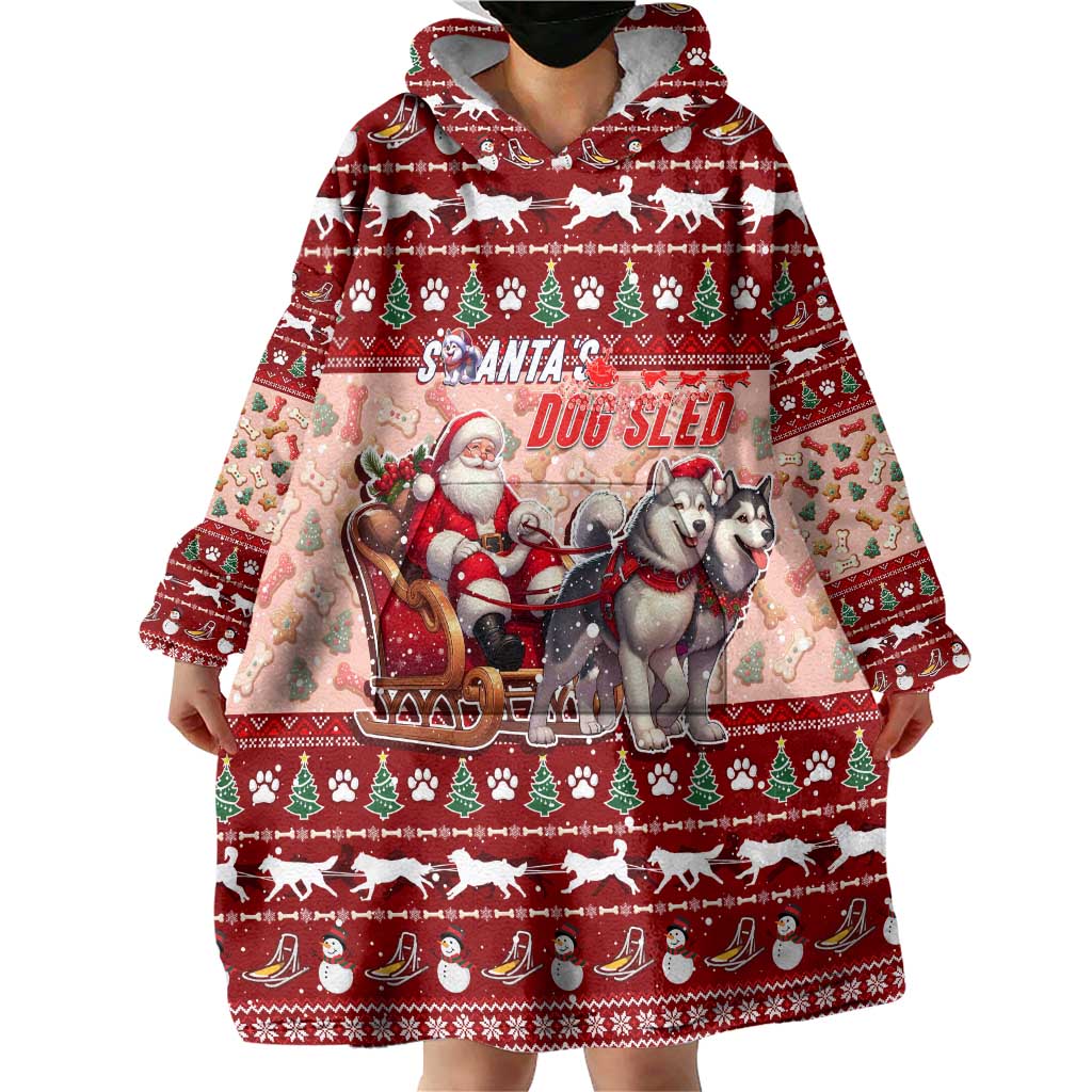 Dog Sled Christmas Wearable Blanket Hoodie Husky Sleigh Ride Design - Wonder Print Shop