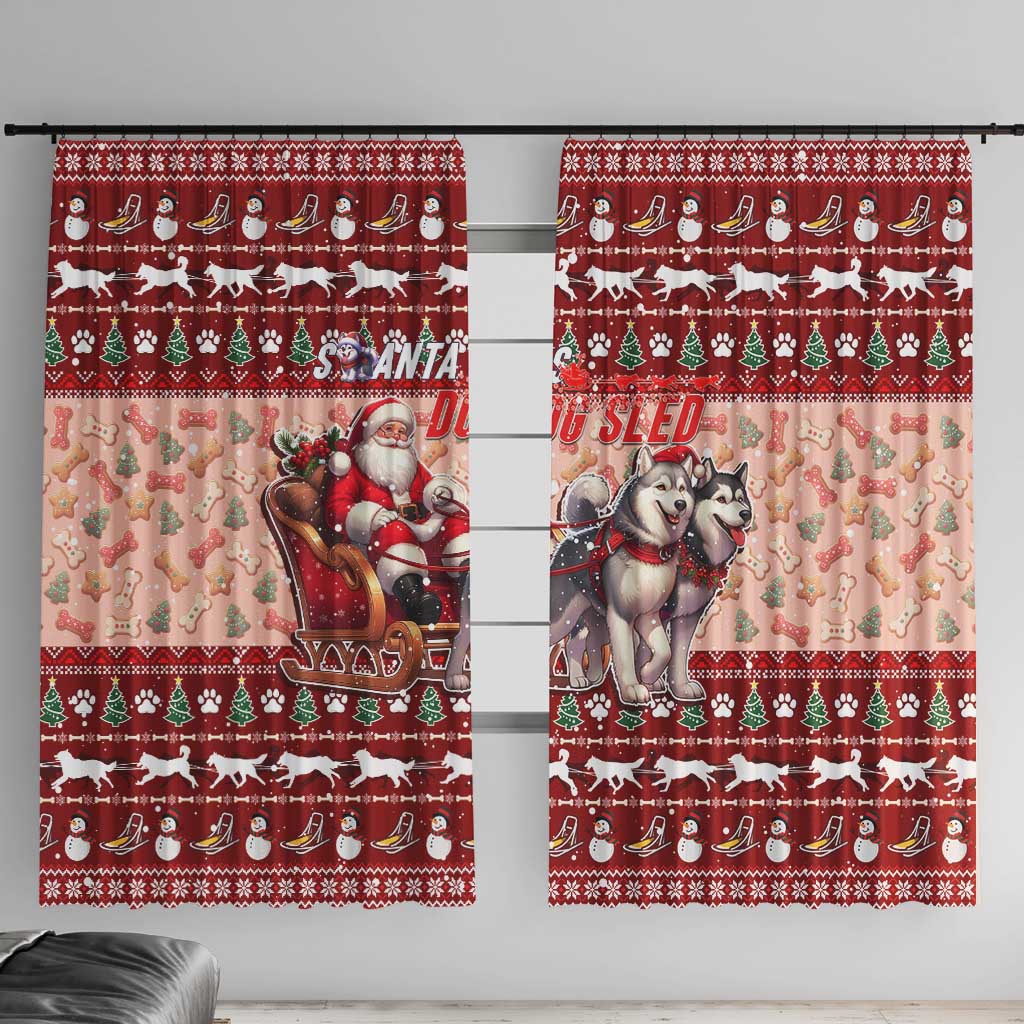 Dog Sled Christmas Window Curtain Husky Sleigh Ride Design - Wonder Print Shop