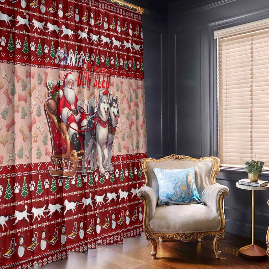 Dog Sled Christmas Window Curtain Husky Sleigh Ride Design - Wonder Print Shop