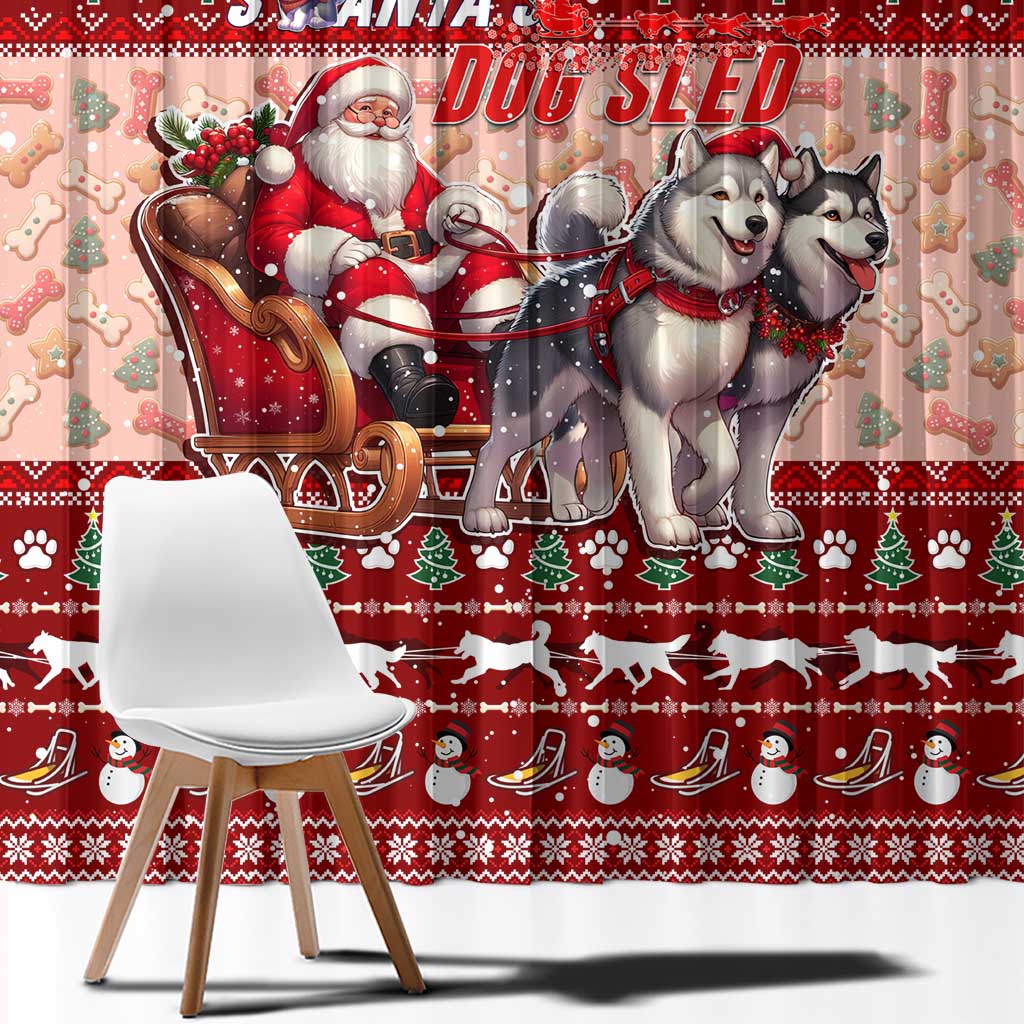 Dog Sled Christmas Window Curtain Husky Sleigh Ride Design - Wonder Print Shop