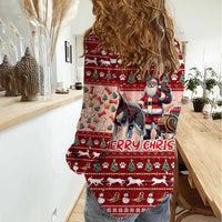 Dog Sled Christmas Women Casual Shirt Husky Sleigh Ride Design - Wonder Print Shop