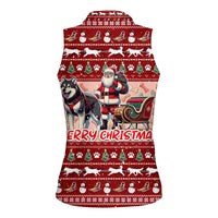 Dog Sled Christmas Women Sleeveless Polo Shirt Husky Sleigh Ride Design - Wonder Print Shop