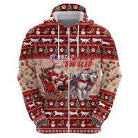 Dog Sled Christmas Zip Hoodie Husky Sleigh Ride Design - Wonder Print Shop