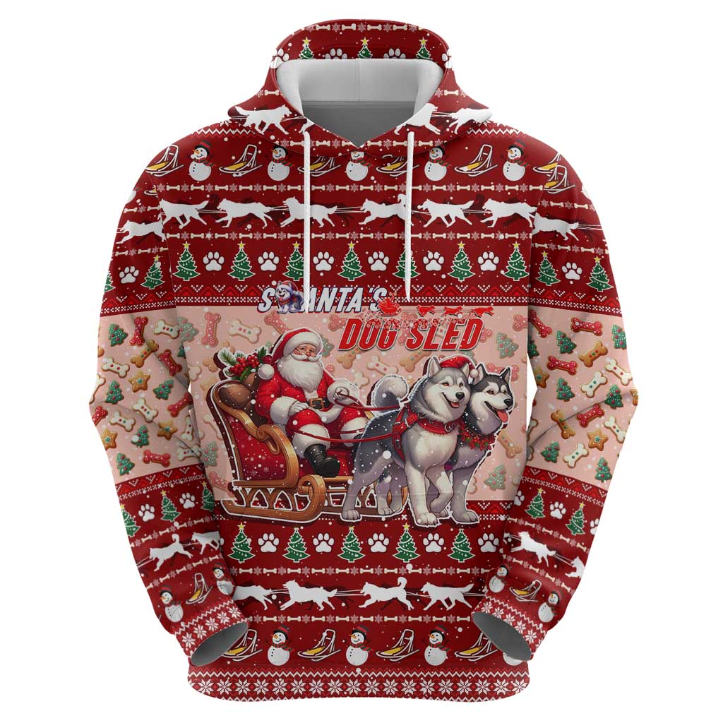 Dog Sled Christmas Zip Hoodie Husky Sleigh Ride Design - Wonder Print Shop