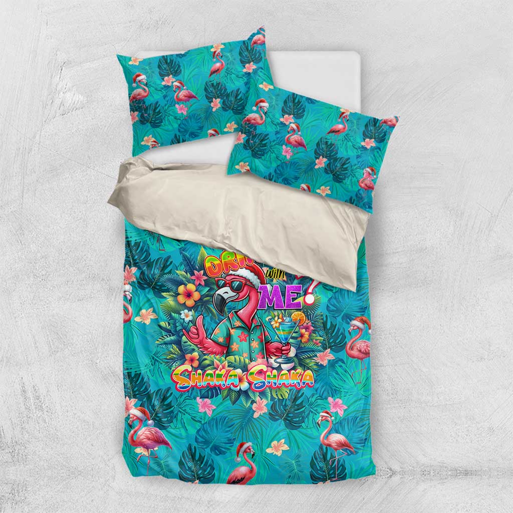 Tropical Flamingo Christmas Bedding Set Shaka Shaka Will You Drink With Me - Wonder Print Shop