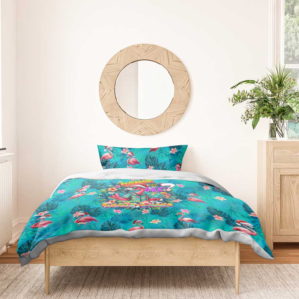 Tropical Flamingo Christmas Bedding Set Shaka Shaka Will You Drink With Me - Wonder Print Shop