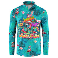 Tropical Flamingo Christmas Button Sweatshirt Shaka Shaka Will You Drink With Me - Wonder Print Shop