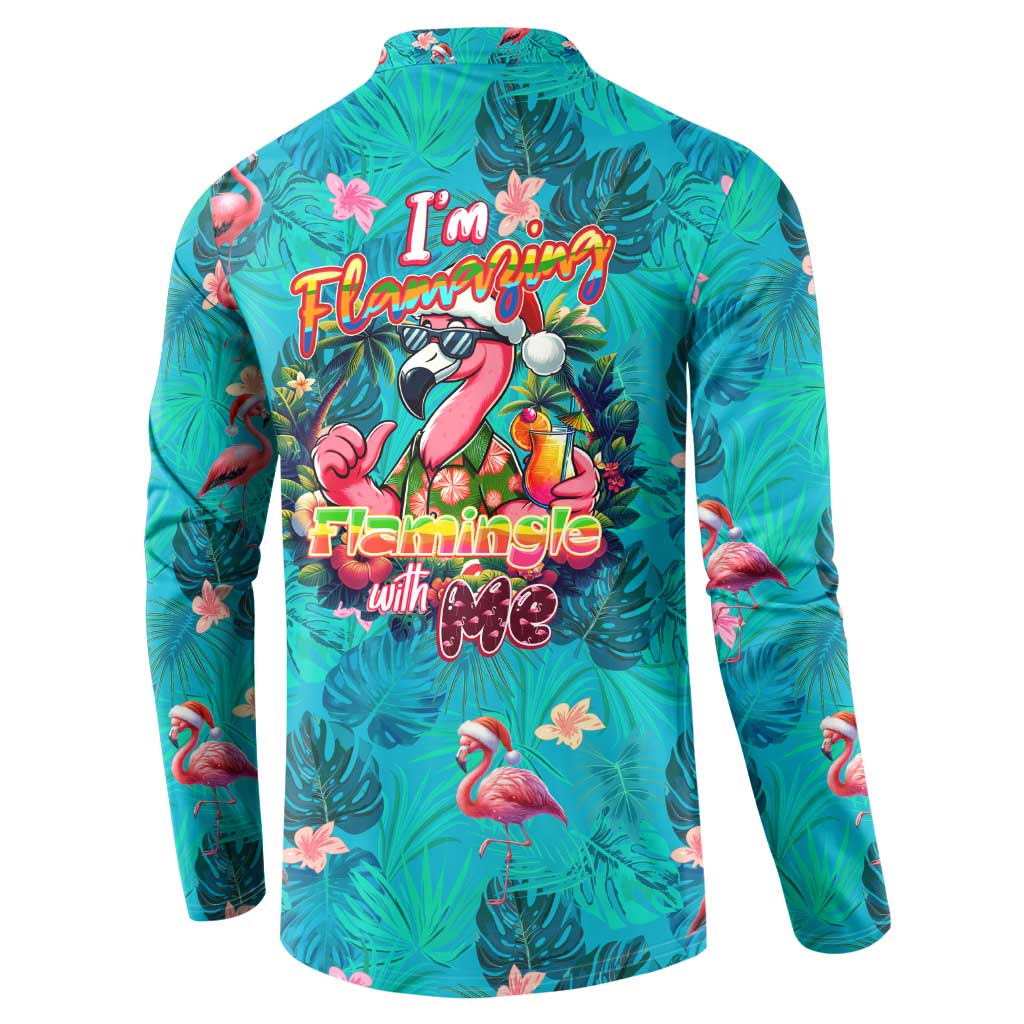 Tropical Flamingo Christmas Button Sweatshirt Shaka Shaka Will You Drink With Me - Wonder Print Shop