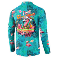 Tropical Flamingo Christmas Button Sweatshirt Shaka Shaka Will You Drink With Me - Wonder Print Shop