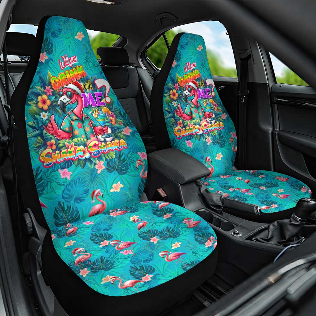 Tropical Flamingo Christmas Car Seat Cover Shaka Shaka Will You Drink With Me - Wonder Print Shop