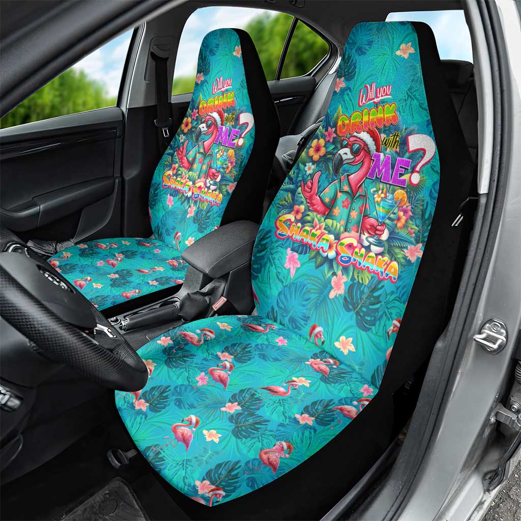 Tropical Flamingo Christmas Car Seat Cover Shaka Shaka Will You Drink With Me - Wonder Print Shop