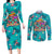 Tropical Flamingo Christmas Couples Matching Long Sleeve Bodycon Dress and Long Sleeve Button Shirt Shaka Shaka Will You Drink With Me - Wonder Print Shop