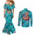 Tropical Flamingo Christmas Couples Matching Mermaid Dress and Long Sleeve Button Shirt Shaka Shaka Will You Drink With Me - Wonder Print Shop
