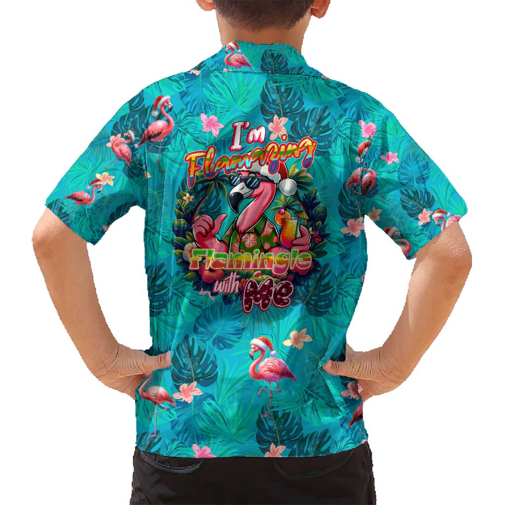 Tropical Flamingo Christmas Family Matching Long Sleeve Bodycon Dress and Hawaiian Shirt Shaka Shaka Will You Drink With Me - Wonder Print Shop