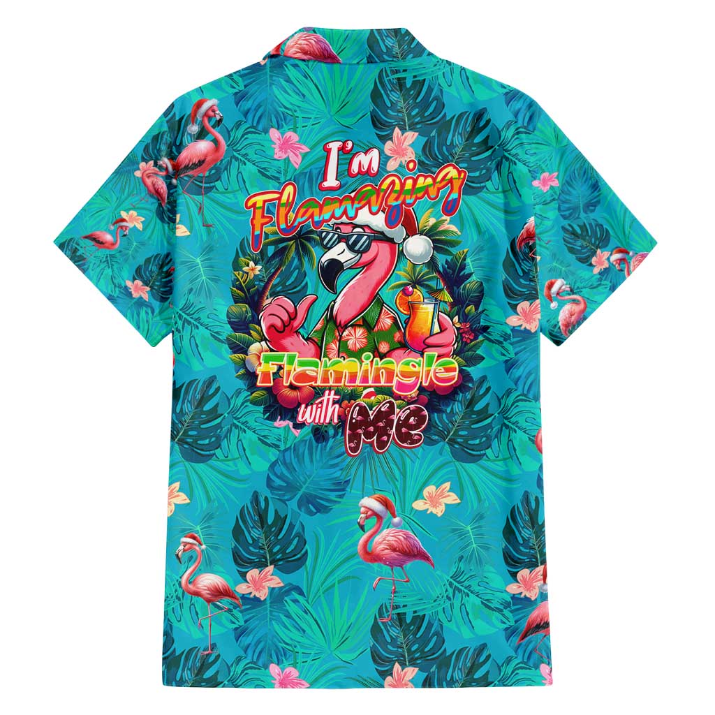 Tropical Flamingo Christmas Family Matching Long Sleeve Bodycon Dress and Hawaiian Shirt Shaka Shaka Will You Drink With Me - Wonder Print Shop