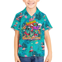 Tropical Flamingo Christmas Family Matching Long Sleeve Bodycon Dress and Hawaiian Shirt Shaka Shaka Will You Drink With Me - Wonder Print Shop
