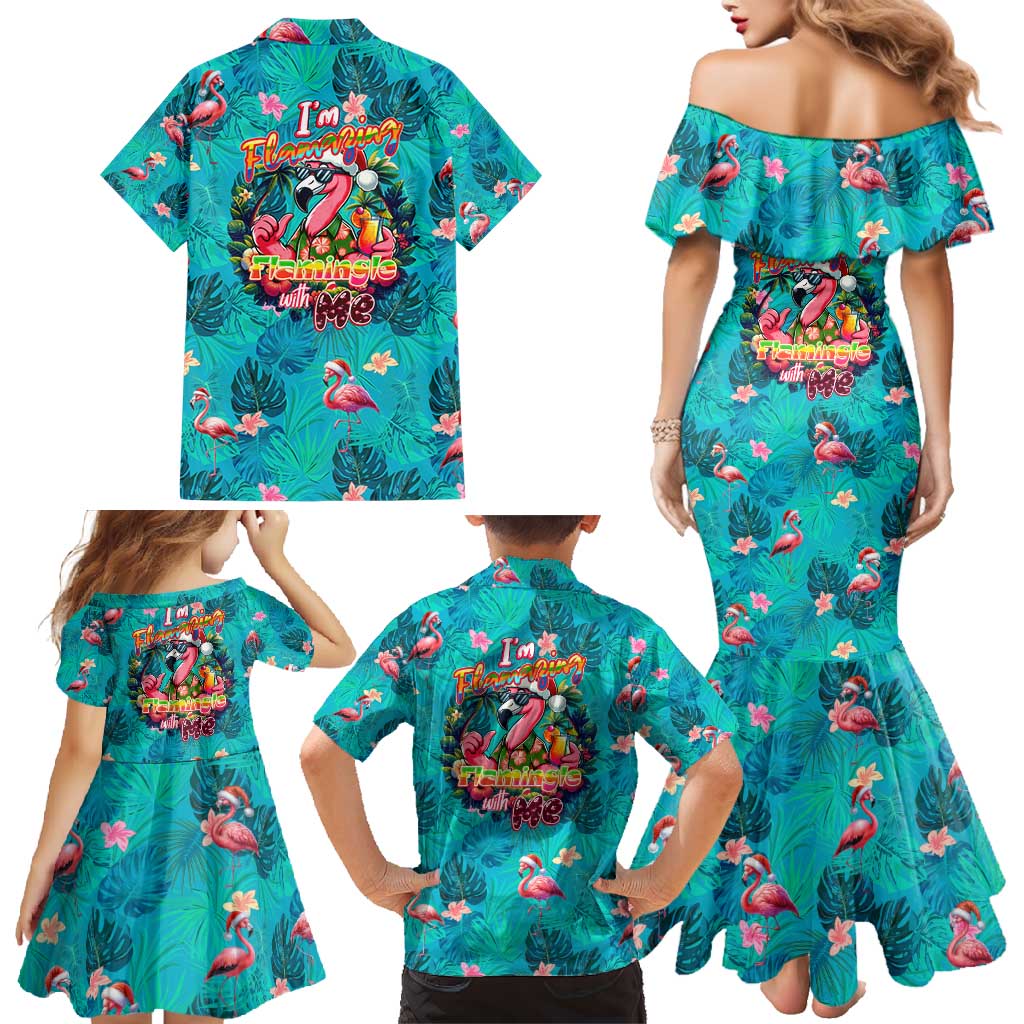 Tropical Flamingo Christmas Family Matching Mermaid Dress and Hawaiian Shirt Shaka Shaka Will You Drink With Me - Wonder Print Shop