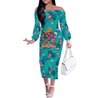 Tropical Flamingo Christmas Family Matching Off The Shoulder Long Sleeve Dress and Hawaiian Shirt Shaka Shaka Will You Drink With Me - Wonder Print Shop