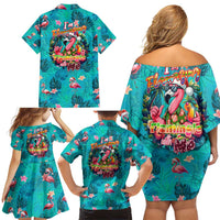 Tropical Flamingo Christmas Family Matching Off Shoulder Short Dress and Hawaiian Shirt Shaka Shaka Will You Drink With Me - Wonder Print Shop