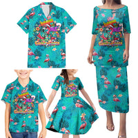 Tropical Flamingo Christmas Family Matching Puletasi and Hawaiian Shirt Shaka Shaka Will You Drink With Me - Wonder Print Shop