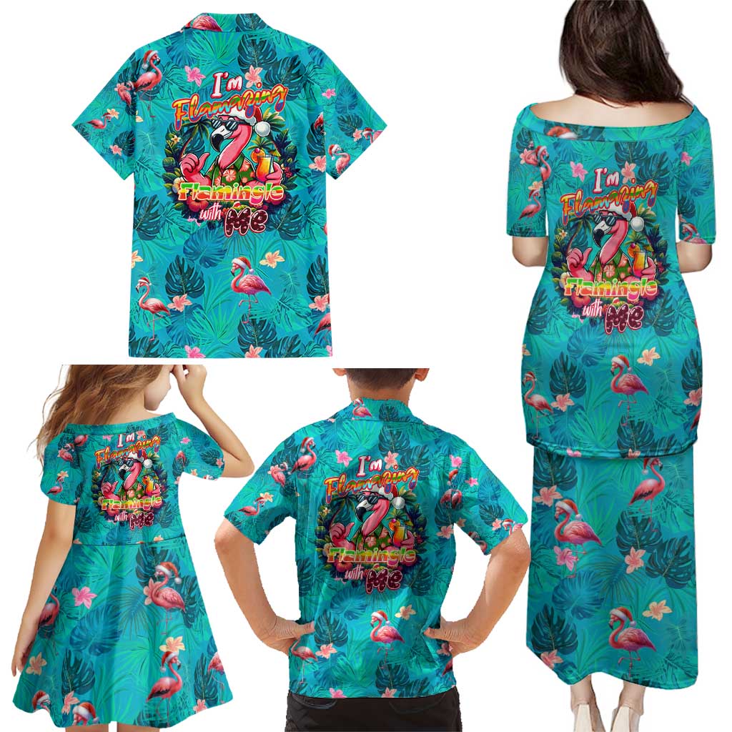 Tropical Flamingo Christmas Family Matching Puletasi and Hawaiian Shirt Shaka Shaka Will You Drink With Me - Wonder Print Shop