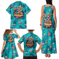 Tropical Flamingo Christmas Family Matching Tank Maxi Dress and Hawaiian Shirt Shaka Shaka Will You Drink With Me - Wonder Print Shop