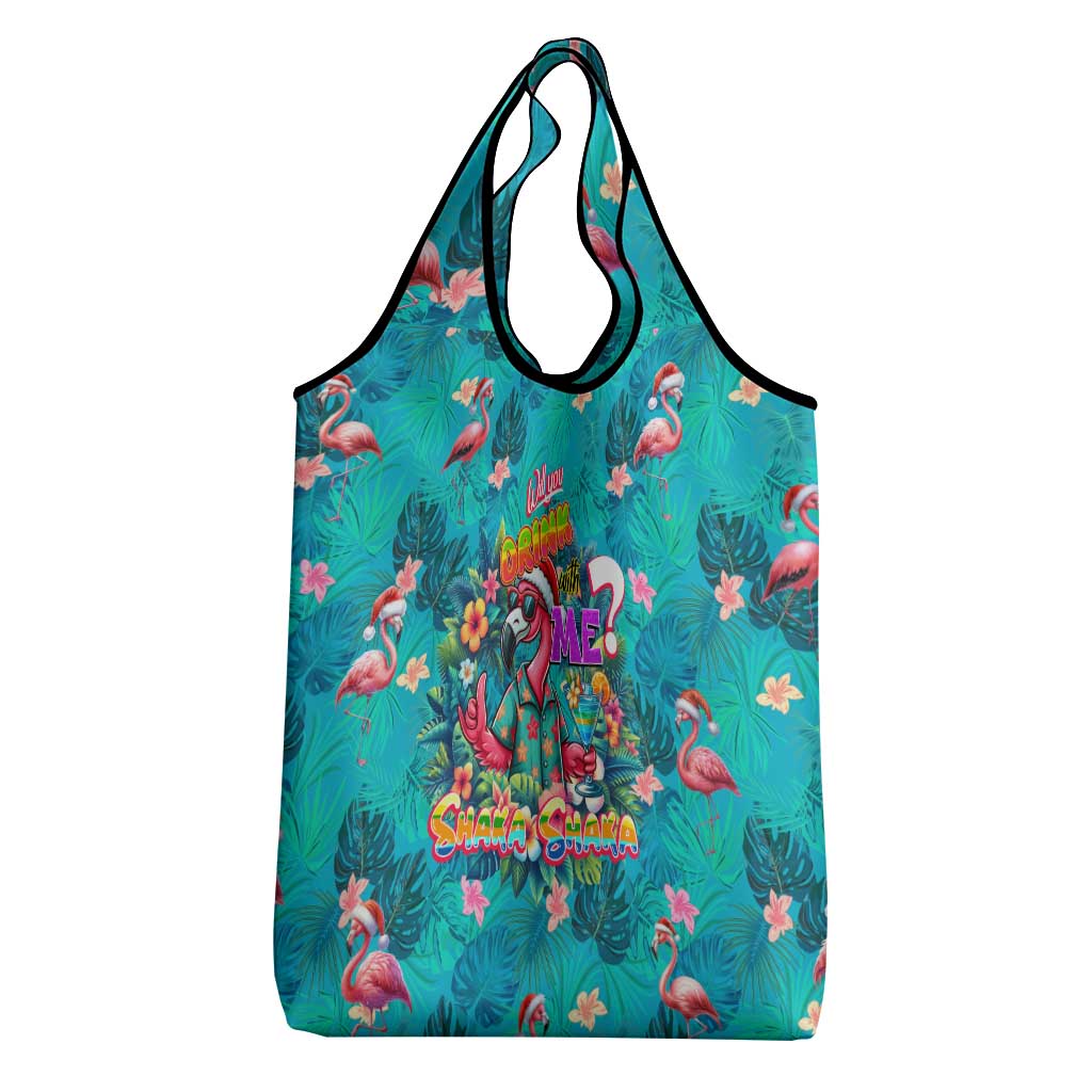 Tropical Flamingo Christmas Grocery Bag Shaka Shaka Will You Drink With Me - Wonder Print Shop
