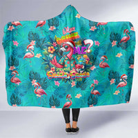 Tropical Flamingo Christmas Hooded Blanket Shaka Shaka Will You Drink With Me - Wonder Print Shop