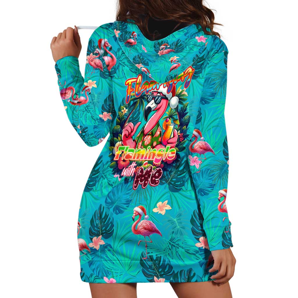 Tropical Flamingo Christmas Hoodie Dress Shaka Shaka Will You Drink With Me - Wonder Print Shop