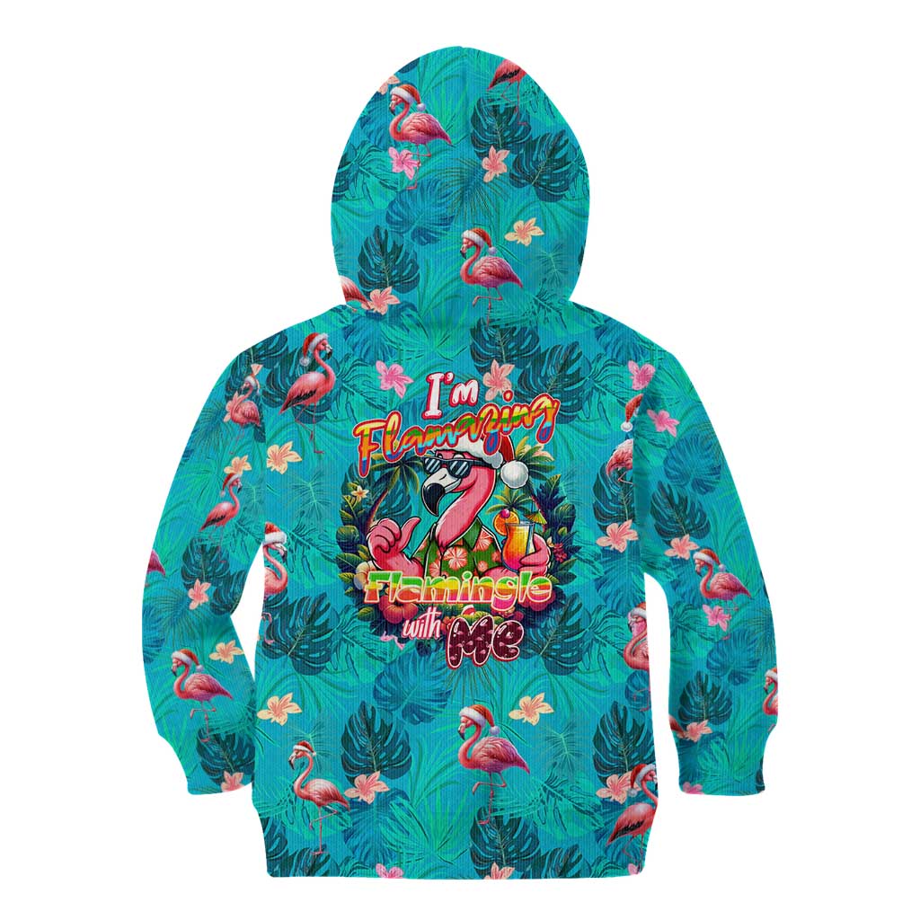 Tropical Flamingo Christmas Kid Hoodie Shaka Shaka Will You Drink With Me - Wonder Print Shop