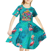 Tropical Flamingo Christmas Kid Short Sleeve Dress Shaka Shaka Will You Drink With Me - Wonder Print Shop