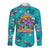 Tropical Flamingo Christmas Long Sleeve Button Shirt Shaka Shaka Will You Drink With Me - Wonder Print Shop
