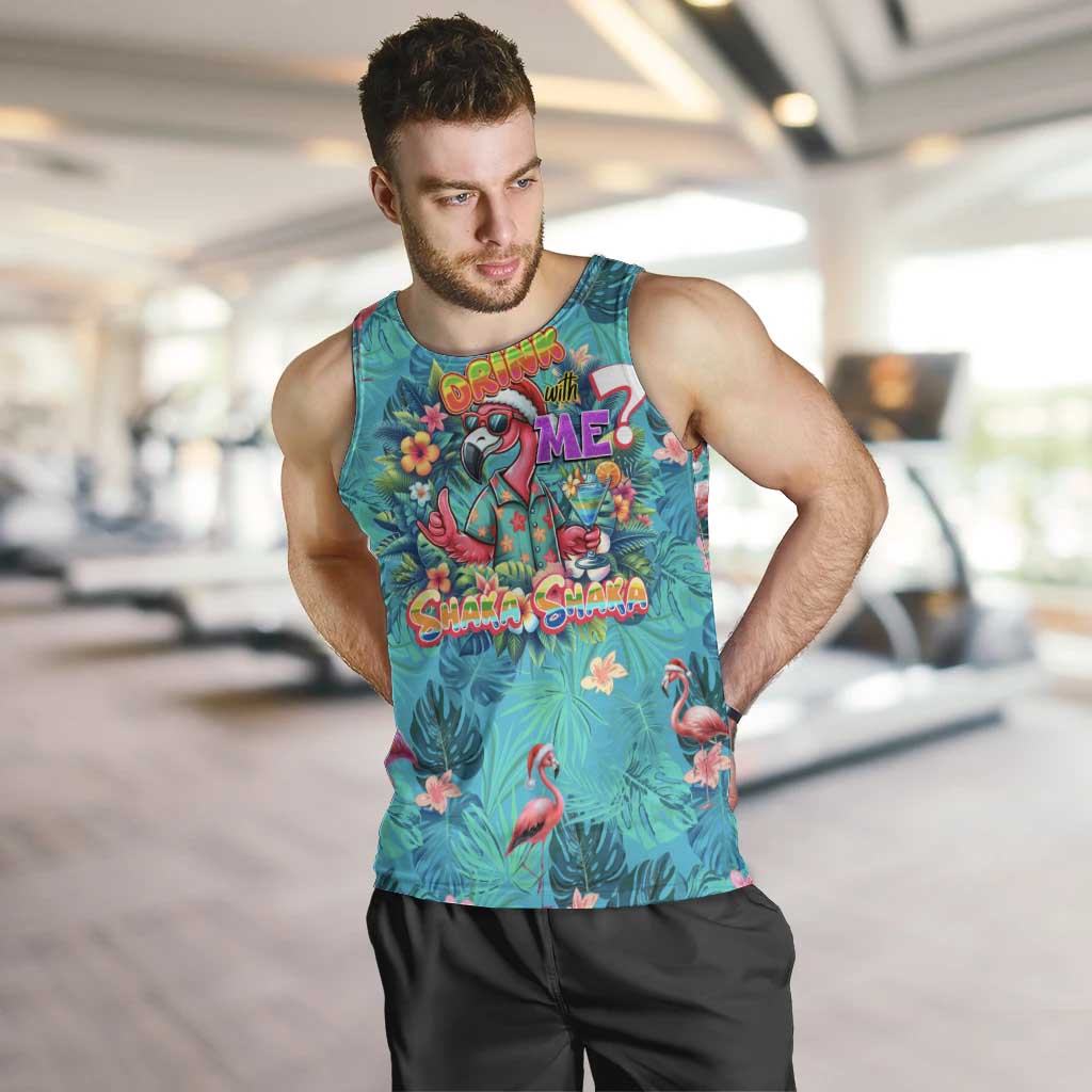 Tropical Flamingo Christmas Men Tank Top Shaka Shaka Will You Drink With Me - Wonder Print Shop