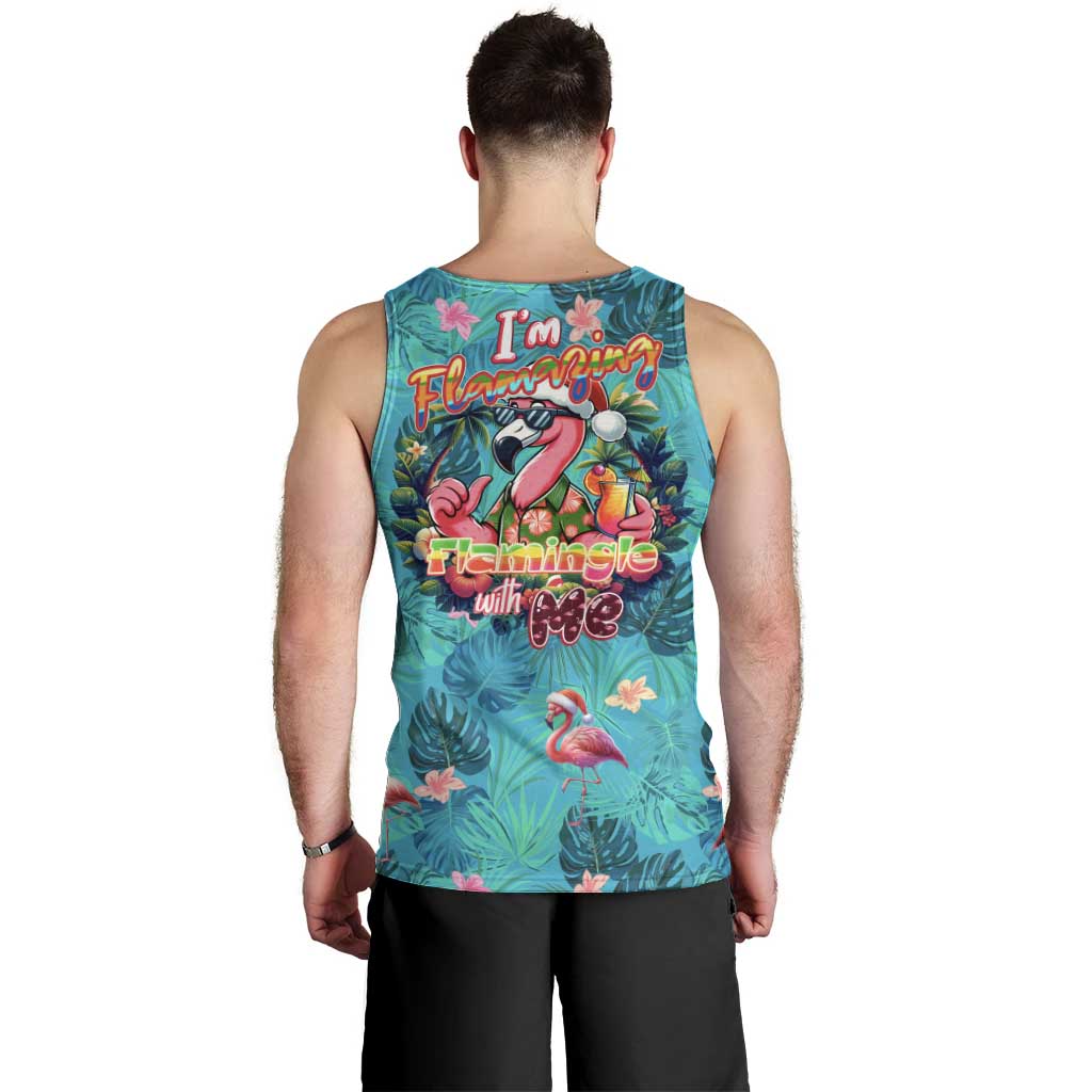 Tropical Flamingo Christmas Men Tank Top Shaka Shaka Will You Drink With Me - Wonder Print Shop