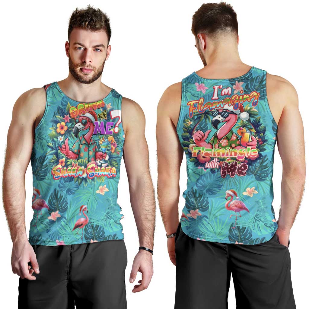 Tropical Flamingo Christmas Men Tank Top Shaka Shaka Will You Drink With Me - Wonder Print Shop