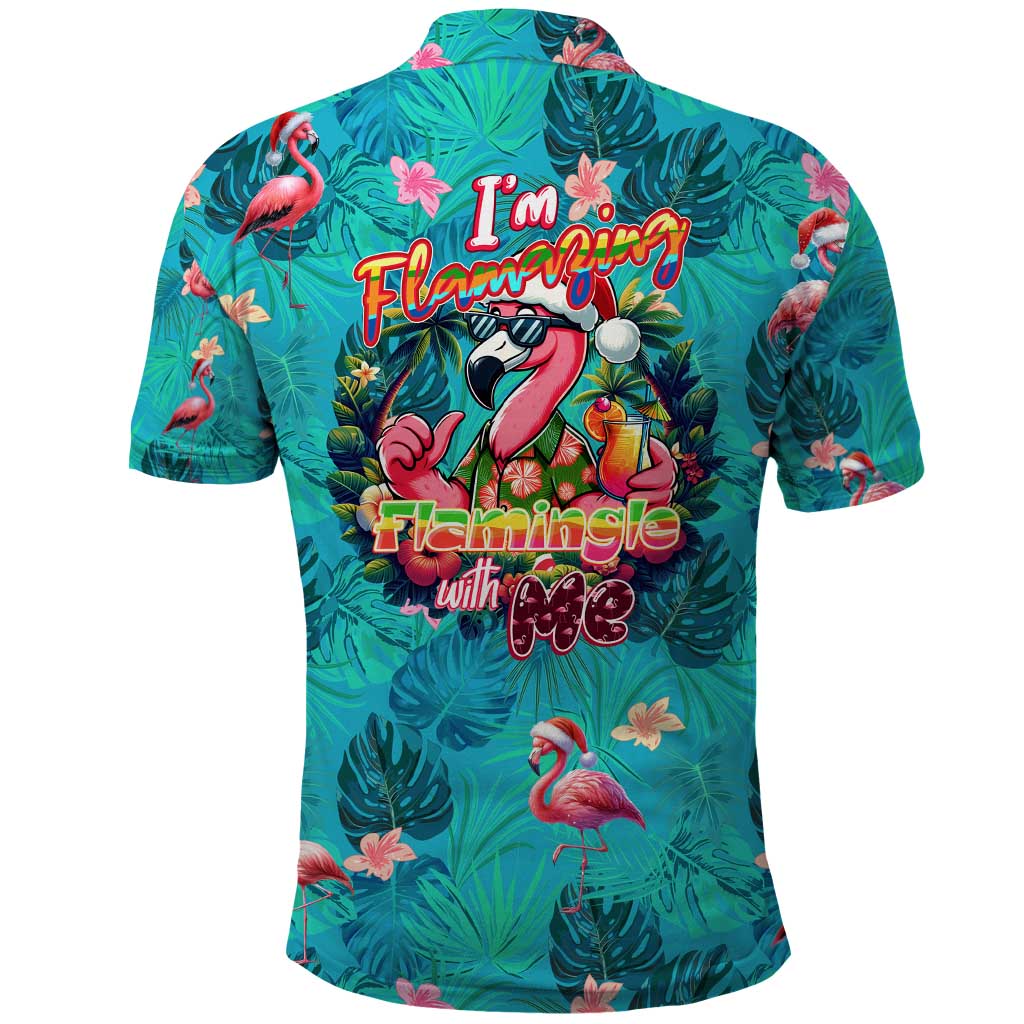 Tropical Flamingo Christmas Polo Shirt Shaka Shaka Will You Drink With Me - Wonder Print Shop