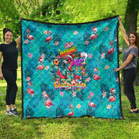 Tropical Flamingo Christmas Quilt Shaka Shaka Will You Drink With Me - Wonder Print Shop