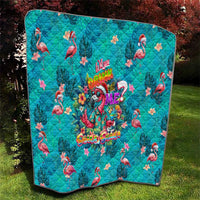 Tropical Flamingo Christmas Quilt Shaka Shaka Will You Drink With Me - Wonder Print Shop