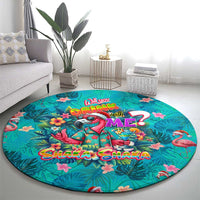 Tropical Flamingo Christmas Round Carpet Shaka Shaka Will You Drink With Me - Wonder Print Shop