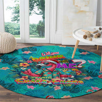Tropical Flamingo Christmas Round Carpet Shaka Shaka Will You Drink With Me - Wonder Print Shop
