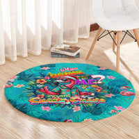 Tropical Flamingo Christmas Round Carpet Shaka Shaka Will You Drink With Me - Wonder Print Shop