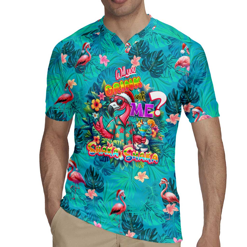 Tropical Flamingo Christmas Rugby Jersey Shaka Shaka Will You Drink With Me - Wonder Print Shop