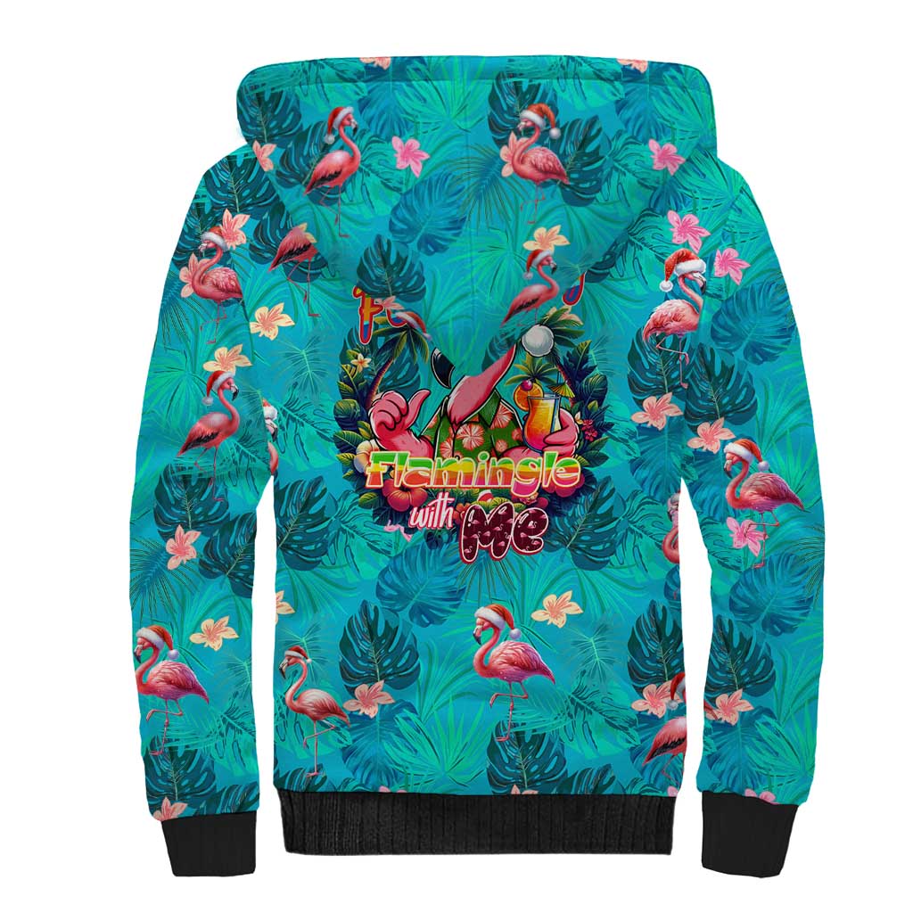 Tropical Flamingo Christmas Sherpa Hoodie Shaka Shaka Will You Drink With Me - Wonder Print Shop