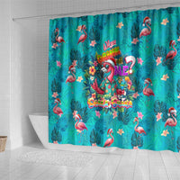 Tropical Flamingo Christmas Shower Curtain Shaka Shaka Will You Drink With Me - Wonder Print Shop