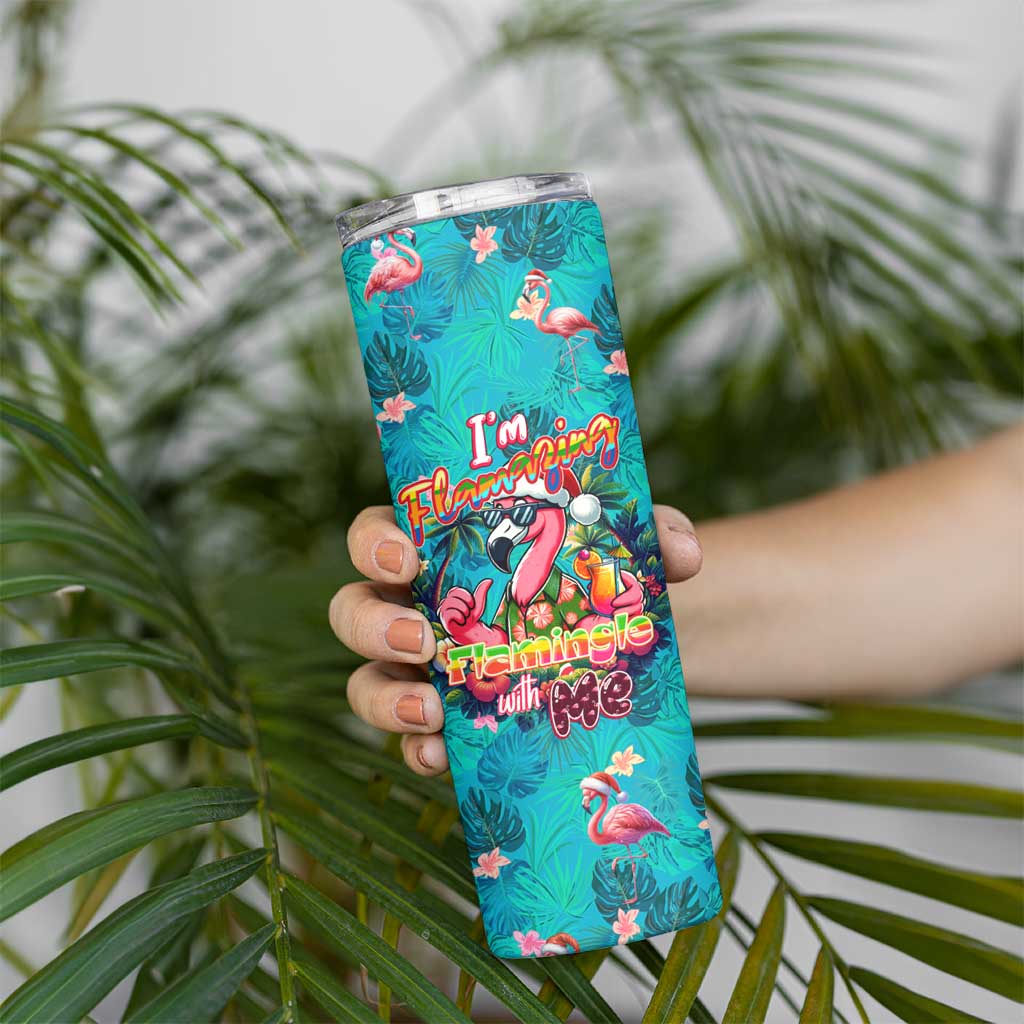 Tropical Flamingo Christmas Skinny Tumbler Shaka Shaka Will You Drink With Me - Wonder Print Shop